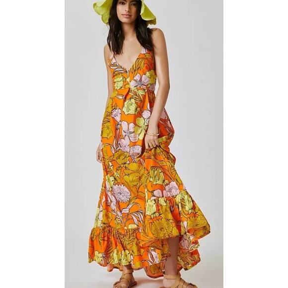 Anthropologie Plenty by Tracy Reese Floral Maxi Dress Sz L Boho Floral Pockets - Picture 4 of 11